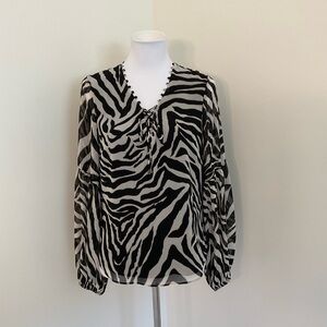 White House Black Market Zebra Print Tunic Blouse